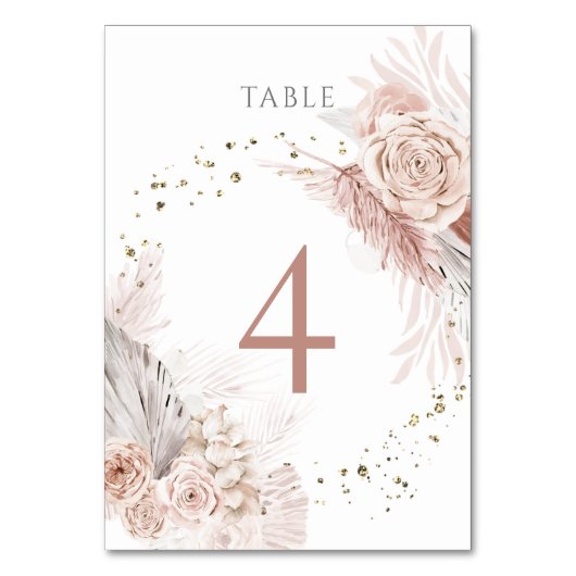 Numéro De Table fleurs de boho d'aquarelle Tableau Numéro 4 (Dos)