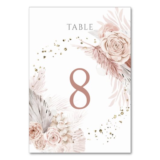 Numéro De Table fleurs de boho d'aquarelle Tableau Numéro 8 (Dos)