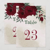 numéro de table fleurs de Bourgogne verdure (Devant / Derrière)