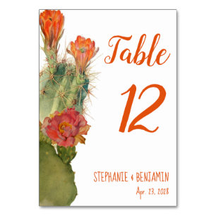 Numéro De Table Fleurs de cactus Mariage d'aquarelle botanique