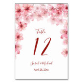 Numéro De Table Fleurs de cerisier rose blanc Mariage   (Dos)