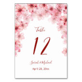 Numéro De Table Fleurs de cerisier rose blanc Mariage (Dos)
