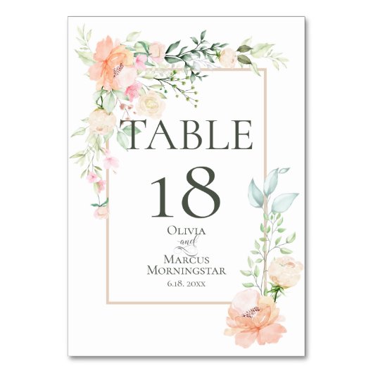 NUMÉRO DE TABLE | Fleurs de corail à l'aquarelle (Par défaut)