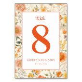Numéro De Table Fleurs de Corail Romantiques (Dos)