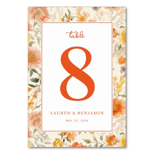 Numéro De Table Fleurs de Corail Romantiques (Par défaut)