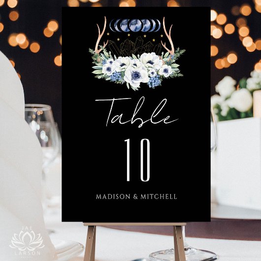 Numéro De Table Fleurs de Cristaux de Lune Mariage Bohème Métaphys