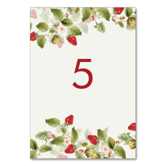 Numéro De Table Fleurs de fraises rouges sucrées Mariage (Dos)