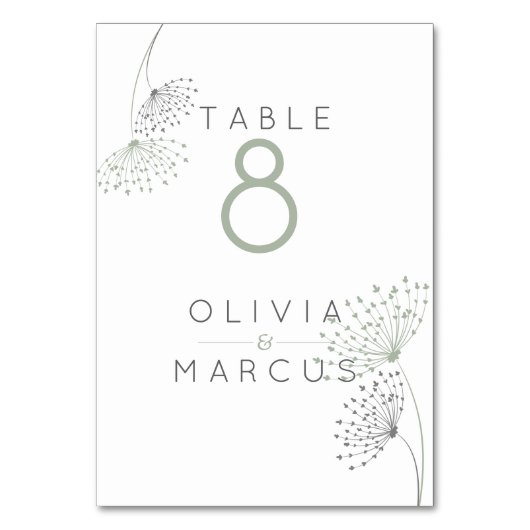 Numéro De Table Fleurs de gribouillis minimes simples Sage vert et (Par défaut)