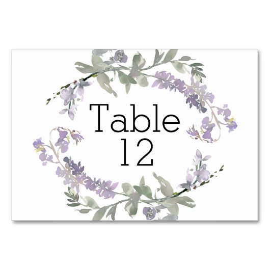 Numéro De Table Fleurs de Lavande Aquarelle Fleurie (Devant)