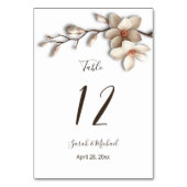 Numéro De Table Fleurs de Magnolia 3D Mariage Blanc   (Dos)
