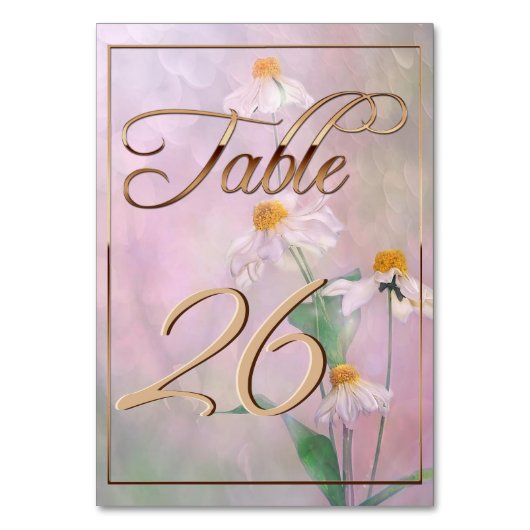 Numéro De Table Fleurs de marguerite rose/Ajustement d'or (Par défaut)