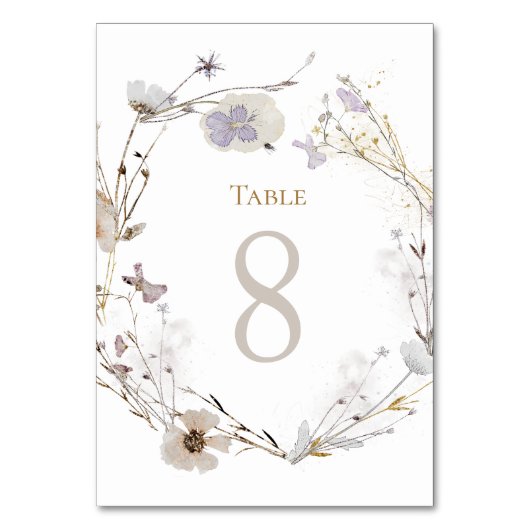 Numéro De Table fleurs de prairie Numéro de tableau 8 (Dos)