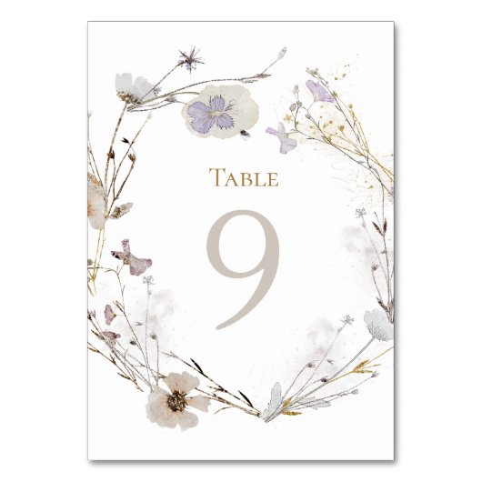 Numéro De Table fleurs de prairie Numéro de tableau 9 (Dos)
