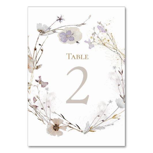 Numéro De Table fleurs de prairie Tableau Numéro 2 (Dos)