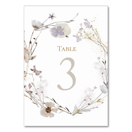 Numéro De Table fleurs de prairie Tableau Numéro 3 (Dos)