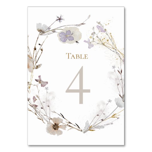 Numéro De Table fleurs de prairie Tableau Numéro 4 (Par défaut)