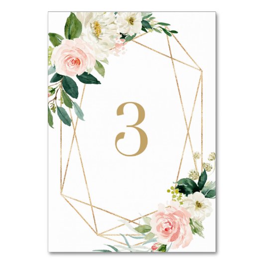 Numéro De Table Fleurs de printemps à l'aquarelle géométrique Tabl (Par défaut)