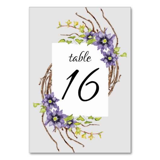 Numéro De Table Fleurs de printemps d'aquarelle brindilles nues ma (Par défaut)