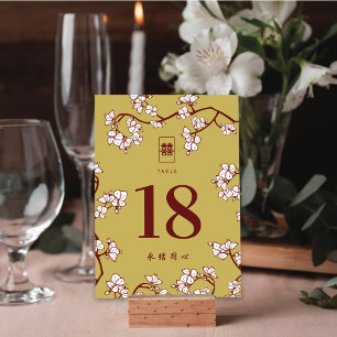 Numéro De Table Fleurs de prune et de prune Double Mariage du bonh