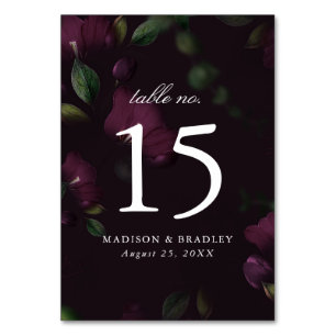 Numéro De Table Fleurs de Prunier Foncé   Mariage Personnalisé