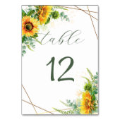 Numéro De Table Fleurs de soleil aquarelle avec cadre Faux Gold Fo (Par défaut)
