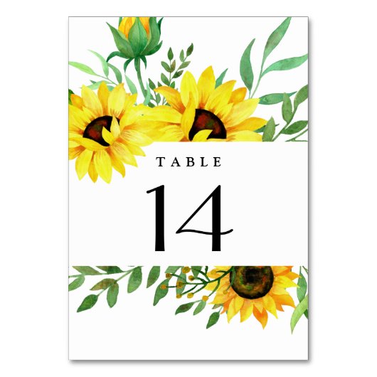 Numéro De Table Fleurs de soleil brillantes Rustique Aquarelle Mar (Par défaut)