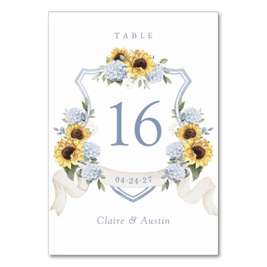Numéro De Table Fleurs de soleil florales Hydrangea Crest bleu (Par défaut)