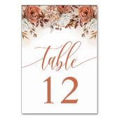 Numéro De Table Fleurs de terre cuite mariage herbe des pampas (Dos)