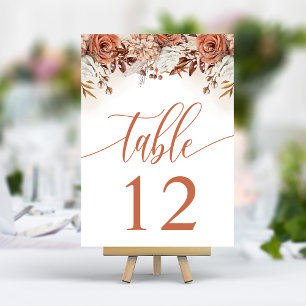 Numéro De Table Fleurs de terre cuite mariage herbe des pampas