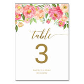 Numéro De Table Fleurs de tourbe rose et de tourbe rose Numéro du  (Dos)