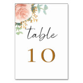 Numéro De Table Fleurs de verdure d'eucalyptus en or rose (Dos)