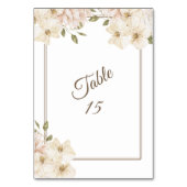 Numéro De Table Fleurs de verdure florales roses et blanches pour  (Dos)