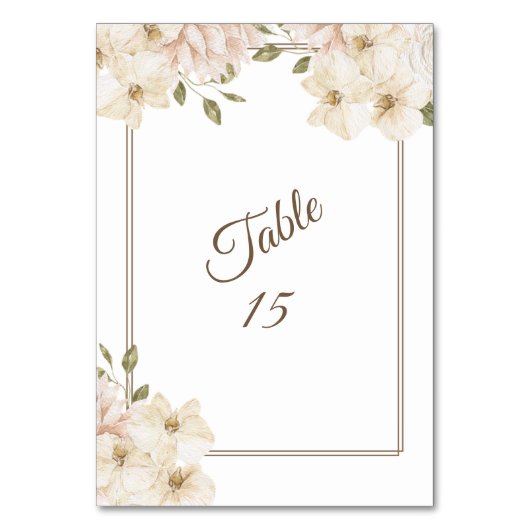 Numéro De Table Fleurs de verdure florales roses et blanches pour  (Par défaut)