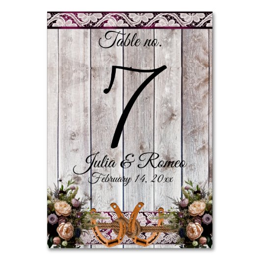 Numéro De Table Fleurs, Dentelles et fer à cheval, Mariage de ruba (Par défaut)