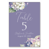 Numéro De Table Fleurs d'hortensia violettes et blanches sur lavan (Dos)