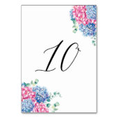Numéro De Table Fleurs d'hydrangea rose et bleu aquarelle Table 10 (Dos)