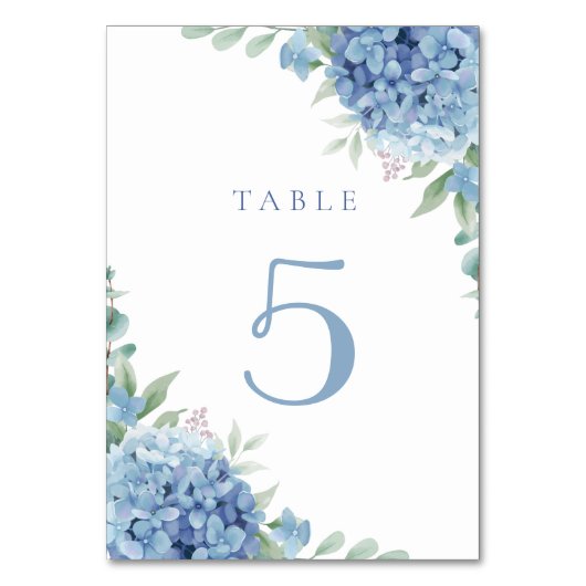 Numéro De Table fleurs d'hydrangée bleue table 5 (Par défaut)