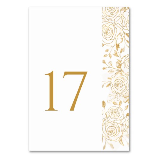 Numéro De Table Fleurs Dorées (Dos)