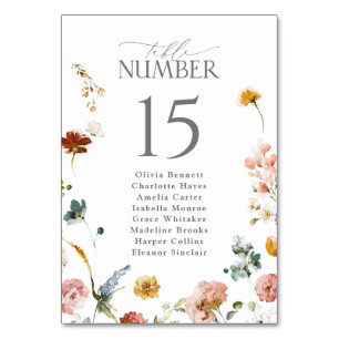 Numéro De Table Fleurs élégantes de jardin aquarelle Baby Shower