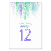 Numéro De Table Fleurs en cascade vert violet numéros d'aquarelle (Dos)