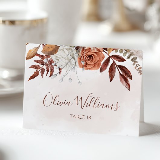 Numéro De Table Fleurs en terre cuite Boho Mariage de automne Cart