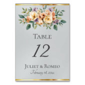 Numéro De Table Fleurs et ruban de couleur crème - Argent (Dos)
