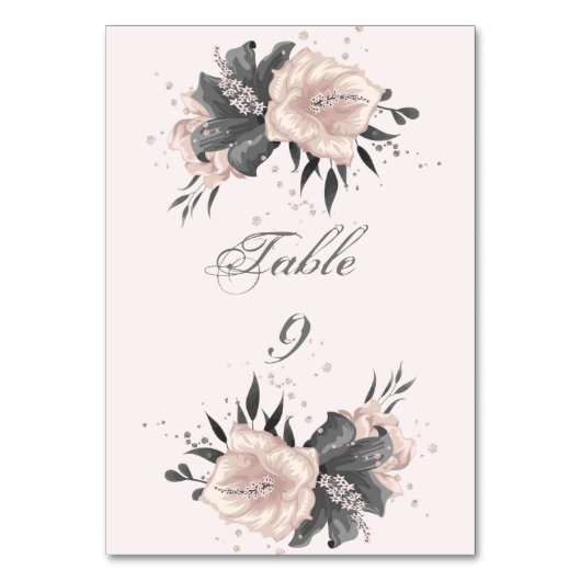 Numéro De Table fleurs grises roses exotiques poussiéreuses avec p (Par défaut)