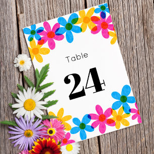 Numéro De Table Fleurs hippies brillantes et audacieuses Mariage d