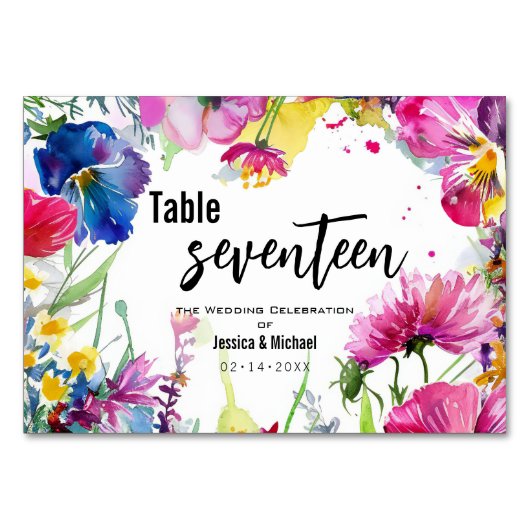 Numéro De Table Fleurs horizontales à 2 côtés (Devant)