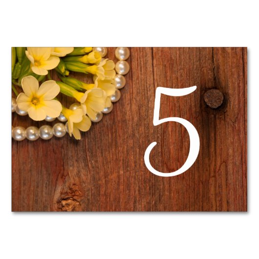 Numéro De Table Fleurs Jaunes, Mariage campagnard perles en bois d (Dos)