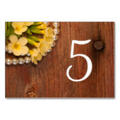 Numéro De Table Fleurs Jaunes, Mariage campagnard perles en bois d (Devant)