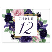 Numéro De Table Fleurs luxuriantes | Couronne Carré de rose violet (Devant)