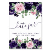 Numéro De Table Fleurs luxuriantes | Jar de date de roses violette (Dos)
