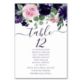 Numéro De Table Fleurs luxuriantes | Nom de l'invité Purple et PIn (Dos)